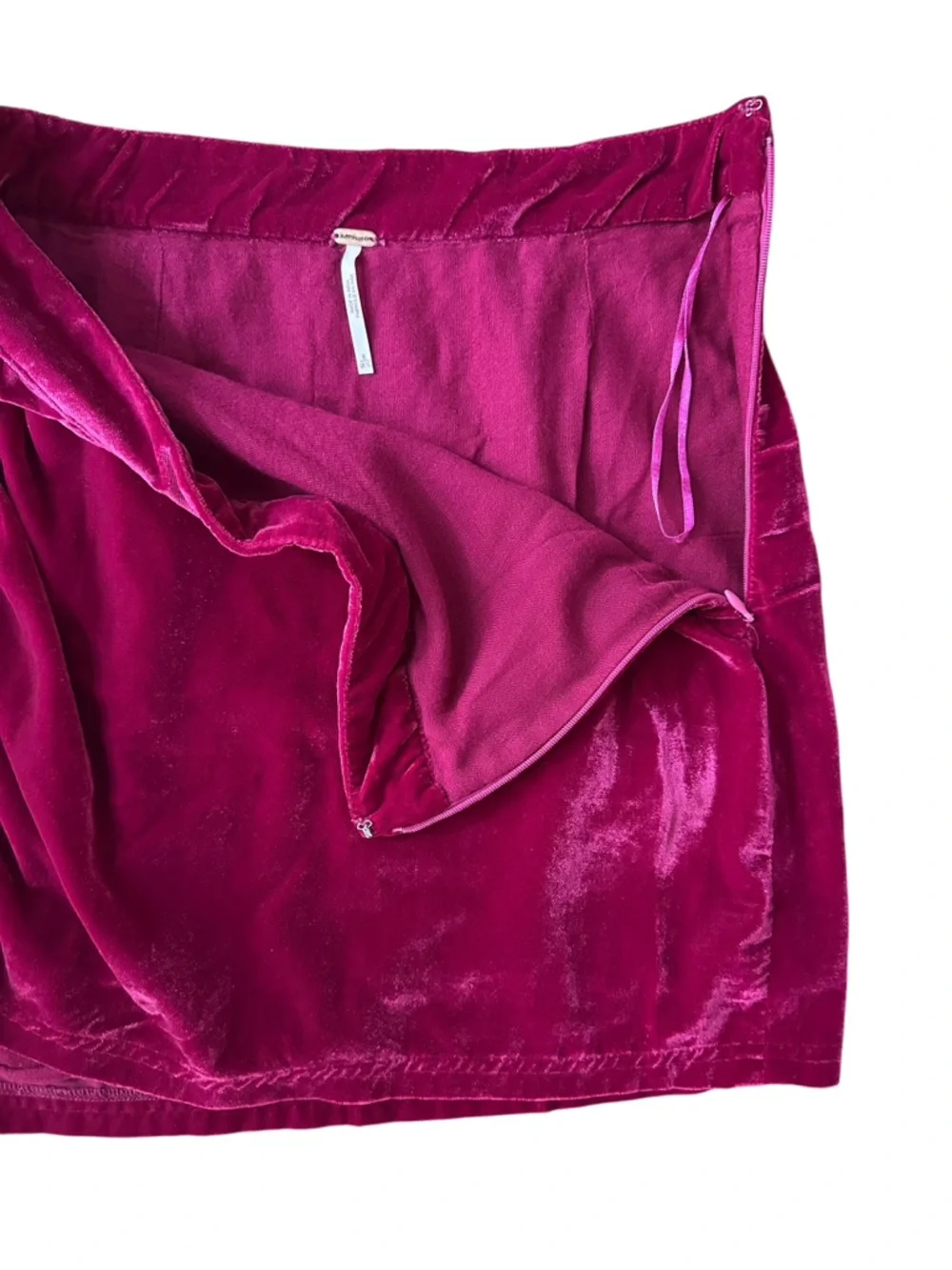 Free People Vivienne Velvet Fuchsia Pink Ruched Side Mini Skirt